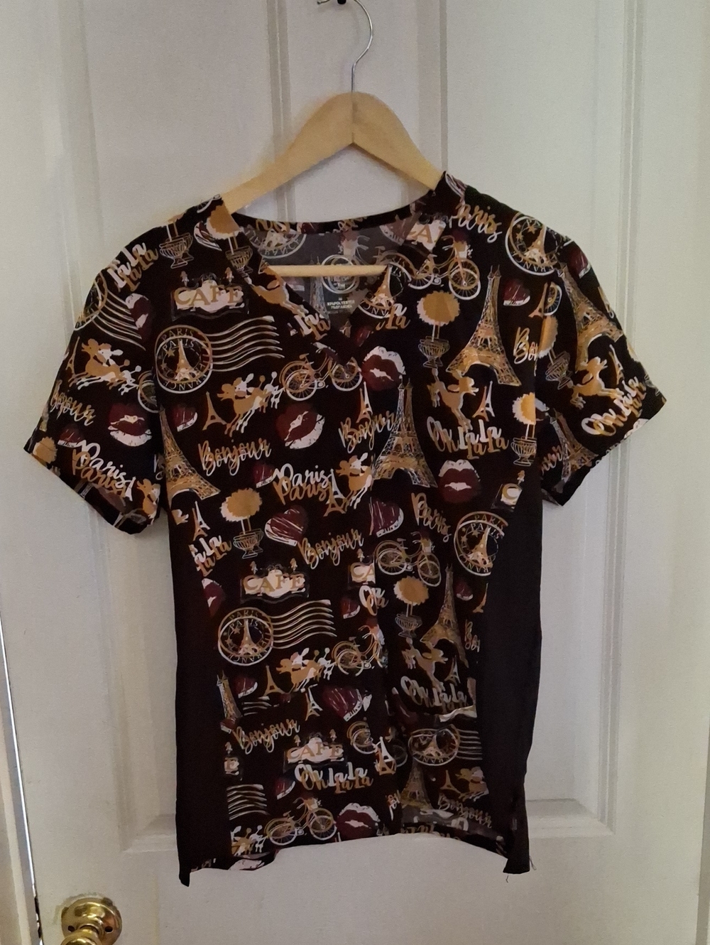 Paris Print Short Sleeve Tee in Black and Gold
